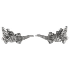 Kieselstein-Cord 18K White Gold Alligator Cufflinks