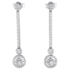 Bucherer 18K White Gold 1.34ct Diamond Dangle Earrings