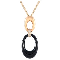 Bucherer 18K Rose Gold 0.12ct Diamond and Onyx Necklace
