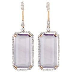 Casato 18K Yellow Gold 1.08ct Diamond and Amethyst Drop Earrings