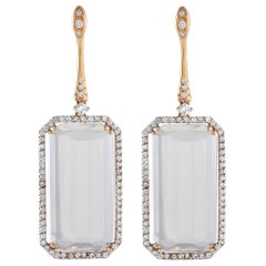 Boucles d'oreilles Casato en or jaune 18 carats, diamant de 1,08 ct et cristal de roche