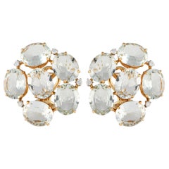 Casato Ohrringe aus 18 Karat Gelbgold mit 0,10 Karat Diamant und Prasiolith
