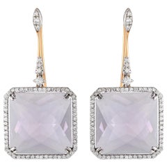 Casato 18k Yellow Gold 1.02ct Diamond and Amethyst Drop Earrings