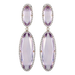 Casato 18K Yellow Gold 1.75ct Diamond and Amethyst Vintage Style Earrings