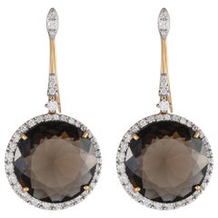 Casato 18K Yellow Gold 1.12ct Diamond and Smokey Quartz Drop Earrings