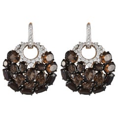 Casato 18K Yellow Gold 1.49ct Diamond and Smokey Quartz Earrings