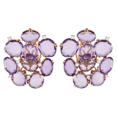 Casato 18K Rose Gold 0.28ct Diamond and Amethyst Earrings