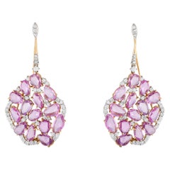 Casato 18K Yellow Gold 2.27ct Diamond and Pink Sapphire Drop Earrings