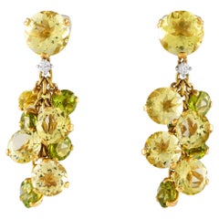 Casato 18K Yellow Gold 0.10ct Diamond, Quartz, and Prasiolite Earrings