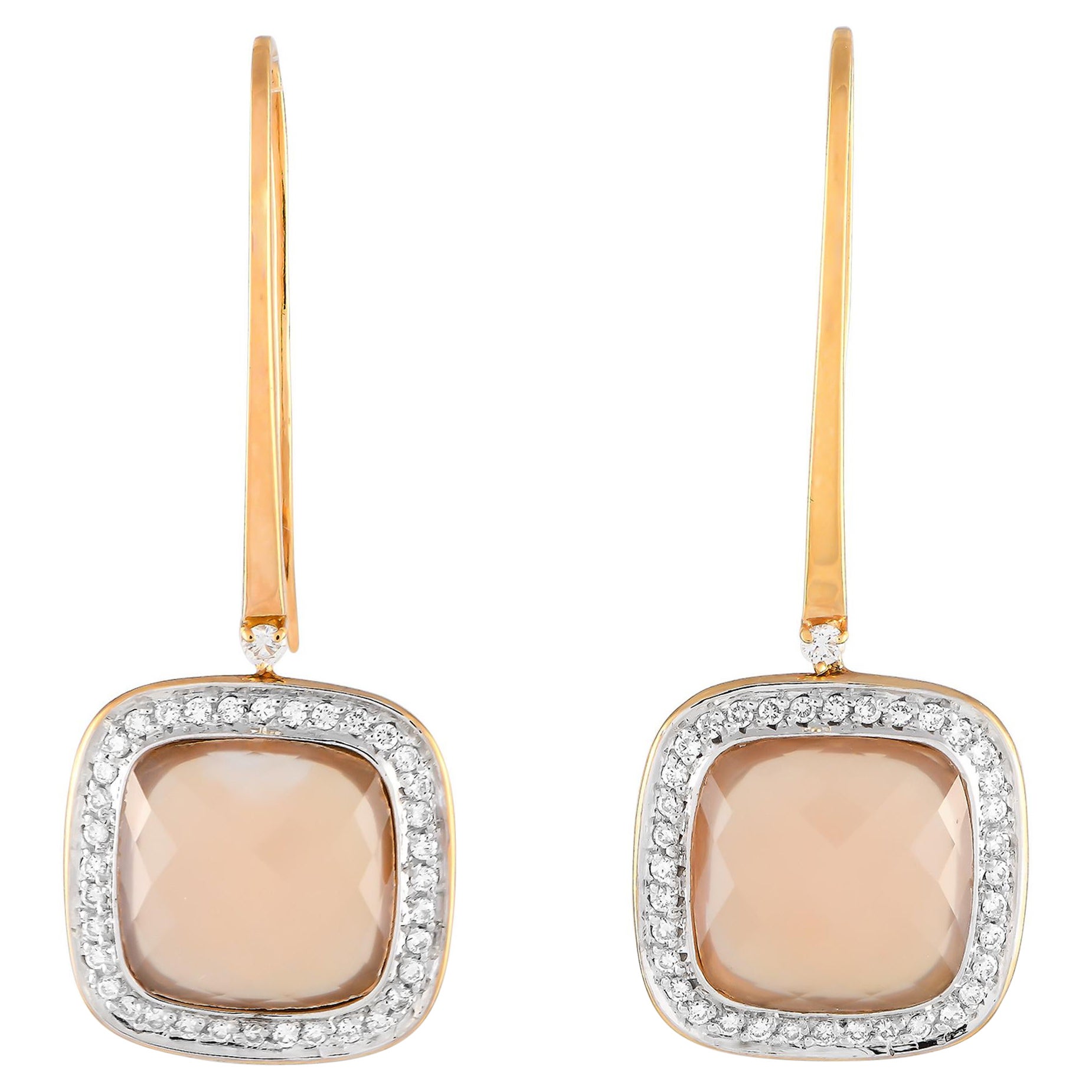 Casato 18K Yellow Gold Diamond and Chalcedony Drop Earrings