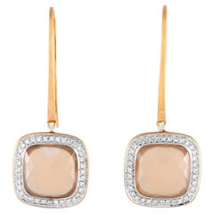 Casato 18K Yellow Gold Diamond and Chalcedony Drop Earrings