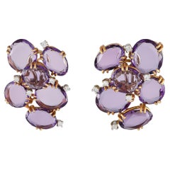 Casato 18K Yellow Gold 0.36ct Diamond and Amethyst Earrings