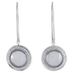 Pendientes Colgantes Casato de Oro Blanco de 18 quilates con Diamantes y Calcedonia de 0,65 ct