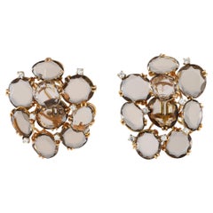 Casato, boucles d'oreilles en or rose 18 carats, diamant 0,28 carat et quartz fumé