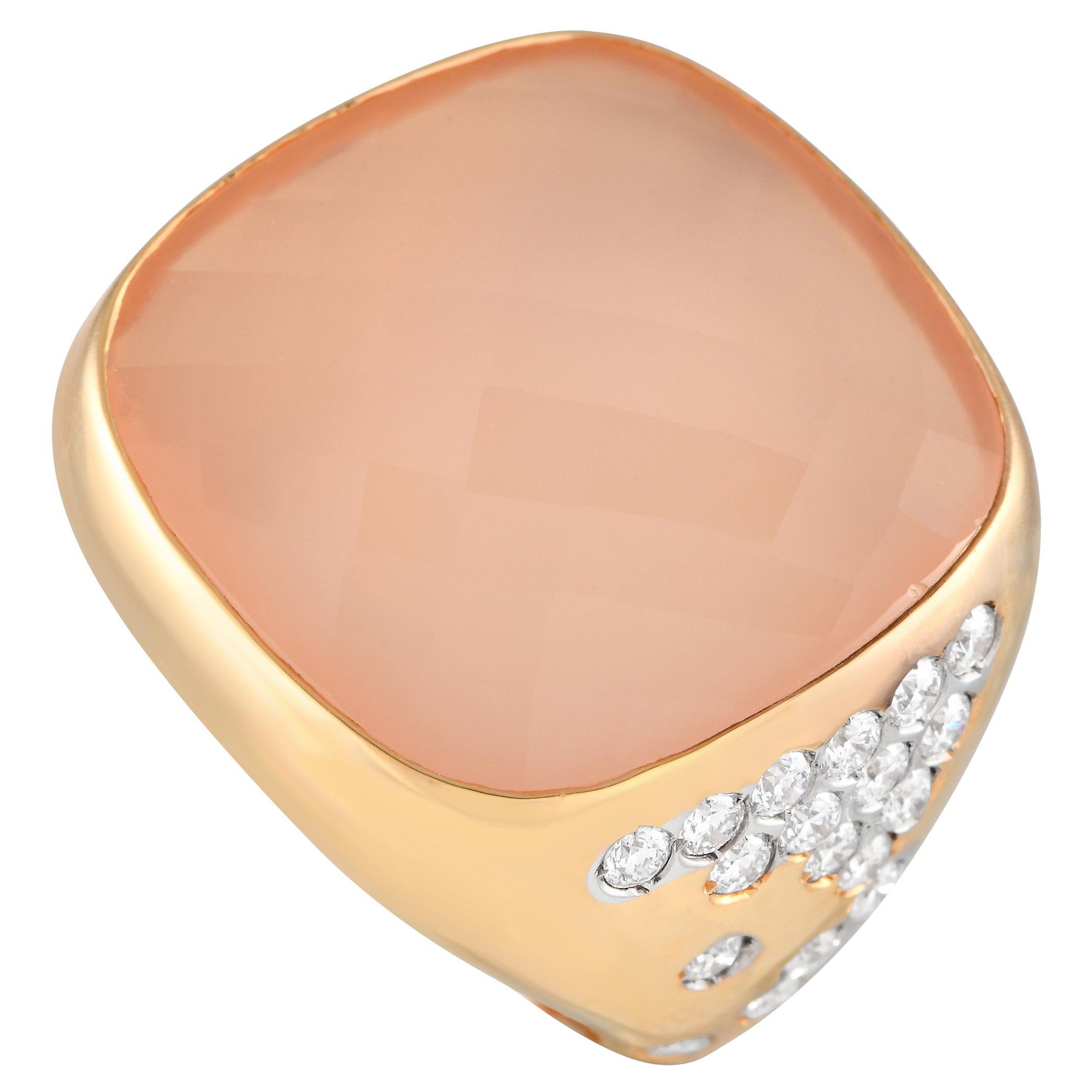 Casato 18K Yellow Gold 0.65ct Diamond and Chalcedony Ring
