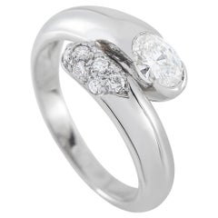 Bvlgari 18K White Gold 0.58ct Diamond Bypass Ring