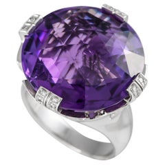 Bvlgari Parentesi Ring aus 18 Karat Weißgold mit 0,70 Karat Diamant und Amethyst