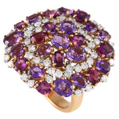 Casato 18K Yellow Gold 1.45ct Diamond, Amethyst, and Rhodolite Ring