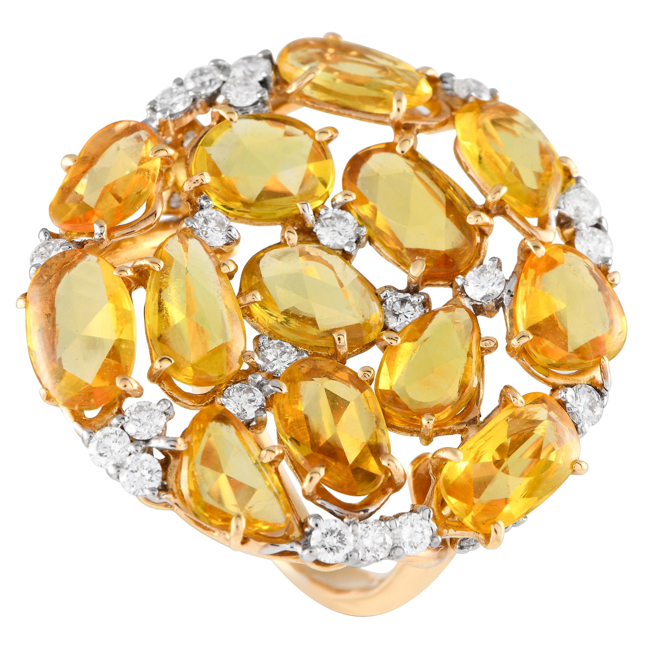 Casato Anillo de Cóctel de Oro Amarillo de 18 K con 0,75 ct de Diamantes y Zafiro Amarillo