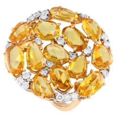 Casato 18K Yellow Gold 0.75ct Diamond and Yellow Sapphire Cocktail Ring