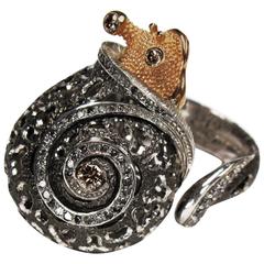 Diamond Gold Silver Codi The Snail Ring Ltd Ed Handmade in NYC by Alex Soldier 7