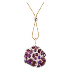 Casato 18K Rose Gold 1.57ct Diamond, Amethyst, and Rhodolite Pendant Necklace