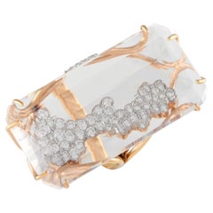 Casato 18K Yellow Gold 1.0ct Diamond and Rock Crystal Ring