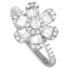 14K Yellow Gold 0.81ct Diamond Flower Ring