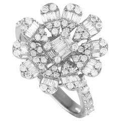 14K White Gold 1.0ct Diamond Flower Ring