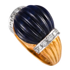 Ilias Lalaounis 18K Yellow Gold Diamond and Lapis Ring