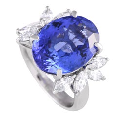 Platinum 0.93ct Diamond and Tanzanite Ring