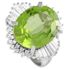 Platinum 0.60ct Diamond and Peridot Ring