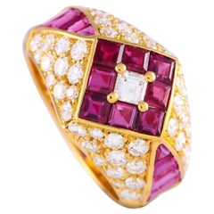 18K Yellow Gold 1.39ct Diamond and Ruby Ring