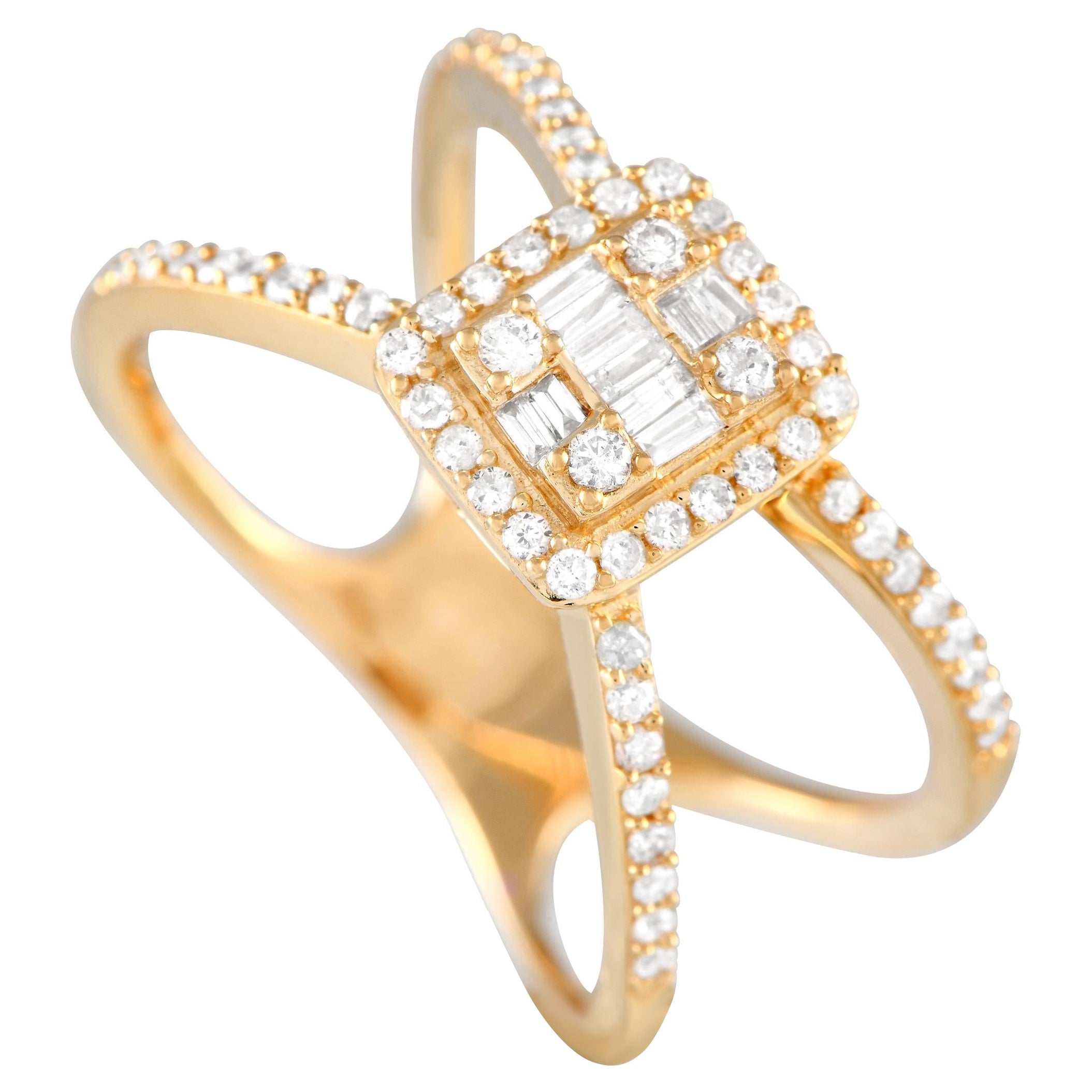 14K Yellow Gold 0.50ct Diamond Split Shank Ring