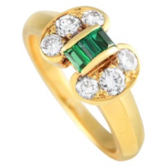 Van Cleef & Arpels Vintage 18K Yellow Gold Diamond and Emerald Ring