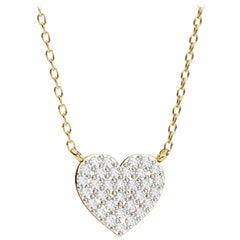 0.20 Ct Natural Diamond Heart Pendant Necklace, 14k Solid Gold, SI GH