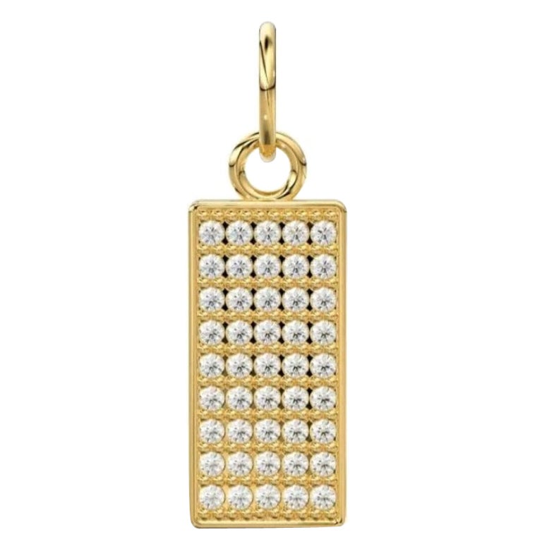 14K Or massif Pendentif breloque diamant rectangulaire or massif Findings 19x7mm en vente