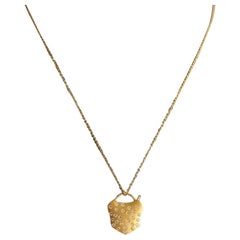 14k Solid Gold Lock Pendant Diamond Lock Necklace Matte Finish Pendant Charm