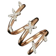 14k Solid Gold Natural Diamond Si Calrity Floral Wrap Ring Wedding Bridal Gift.