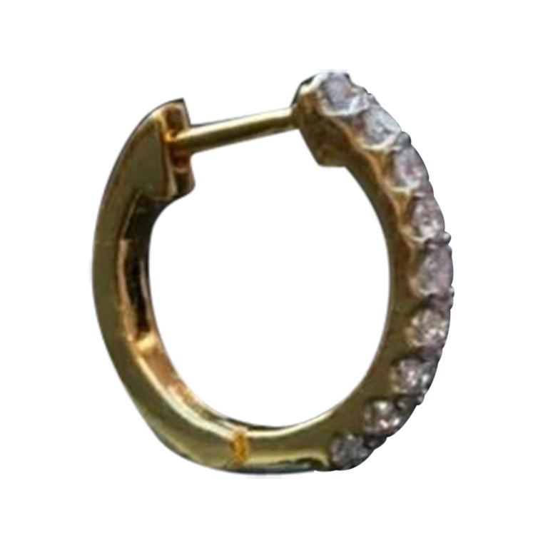 Diamond Hoop Earring 14k Solid Gold 10mm Diamond Huggie Earrings pair
