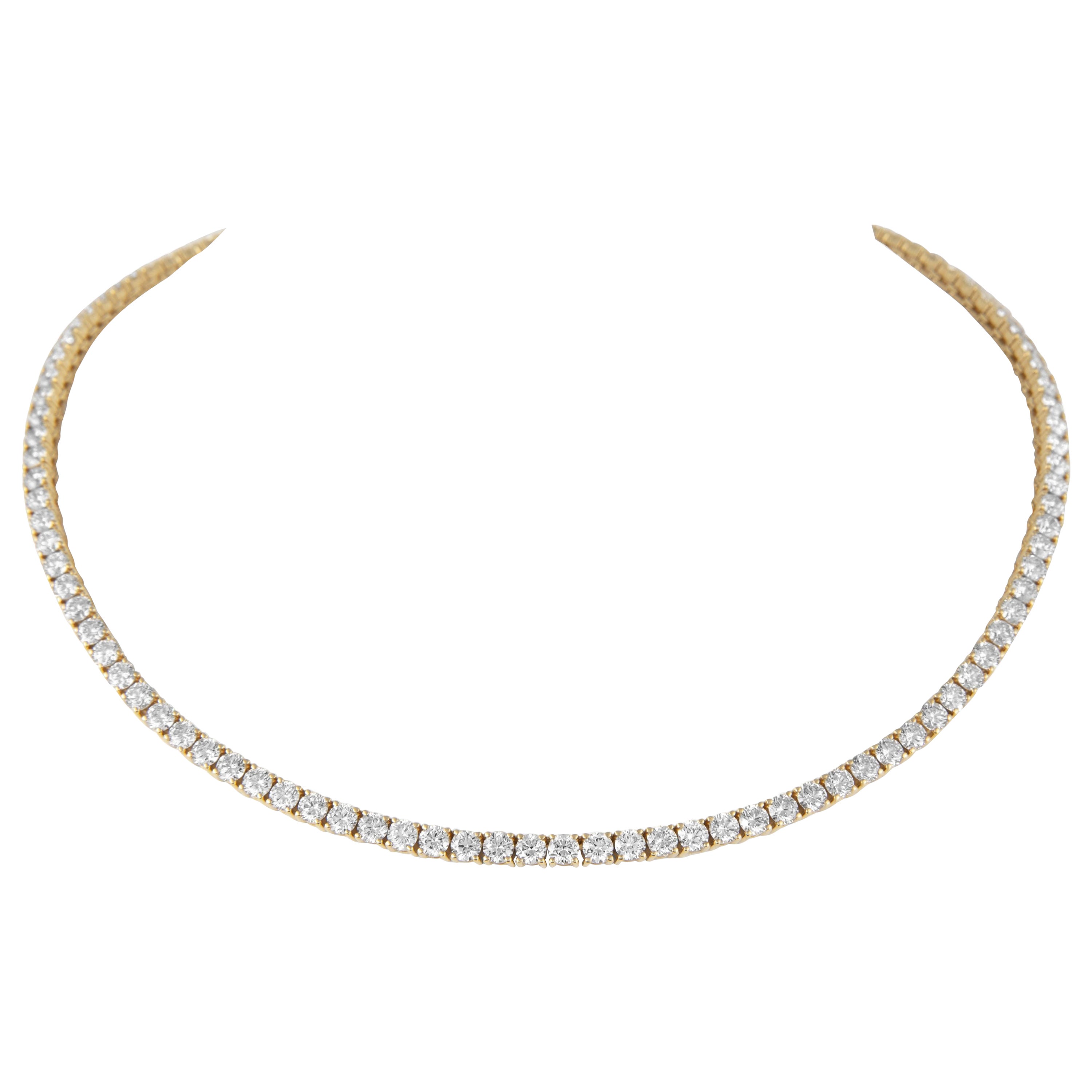 Alexander Beverly Hills 20.12ct Diamond Tennis Necklace 18k Yellow Gold