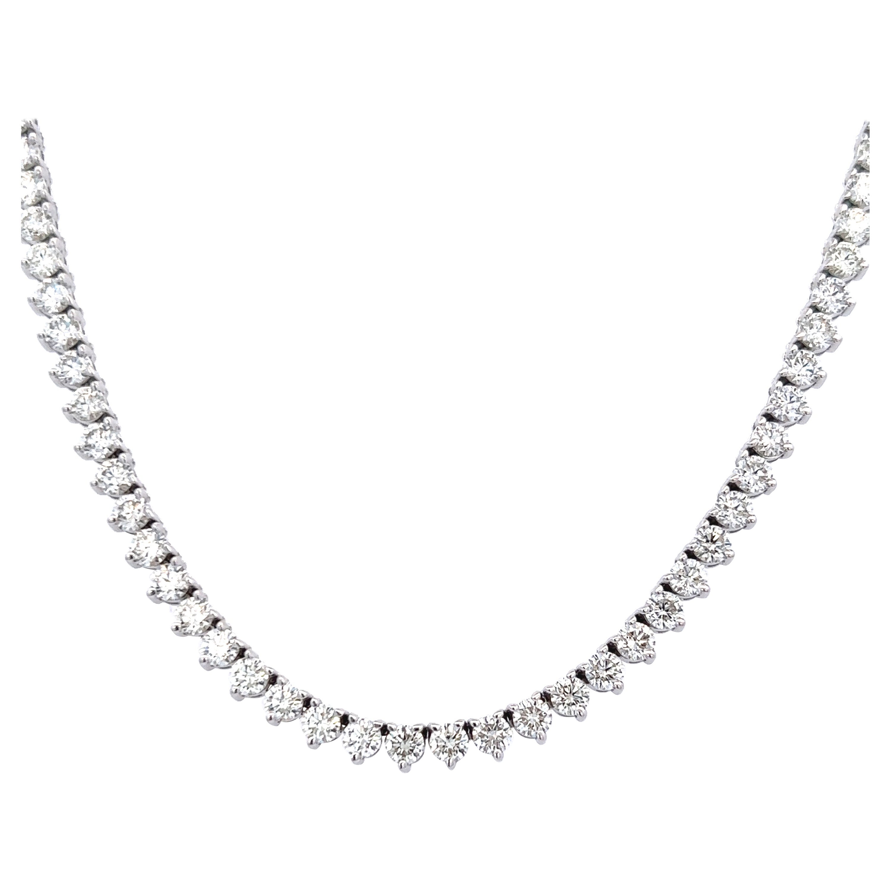 Alexander Beverly Hills 13.48ct Diamond Three-Prong Tennis Necklace 18k