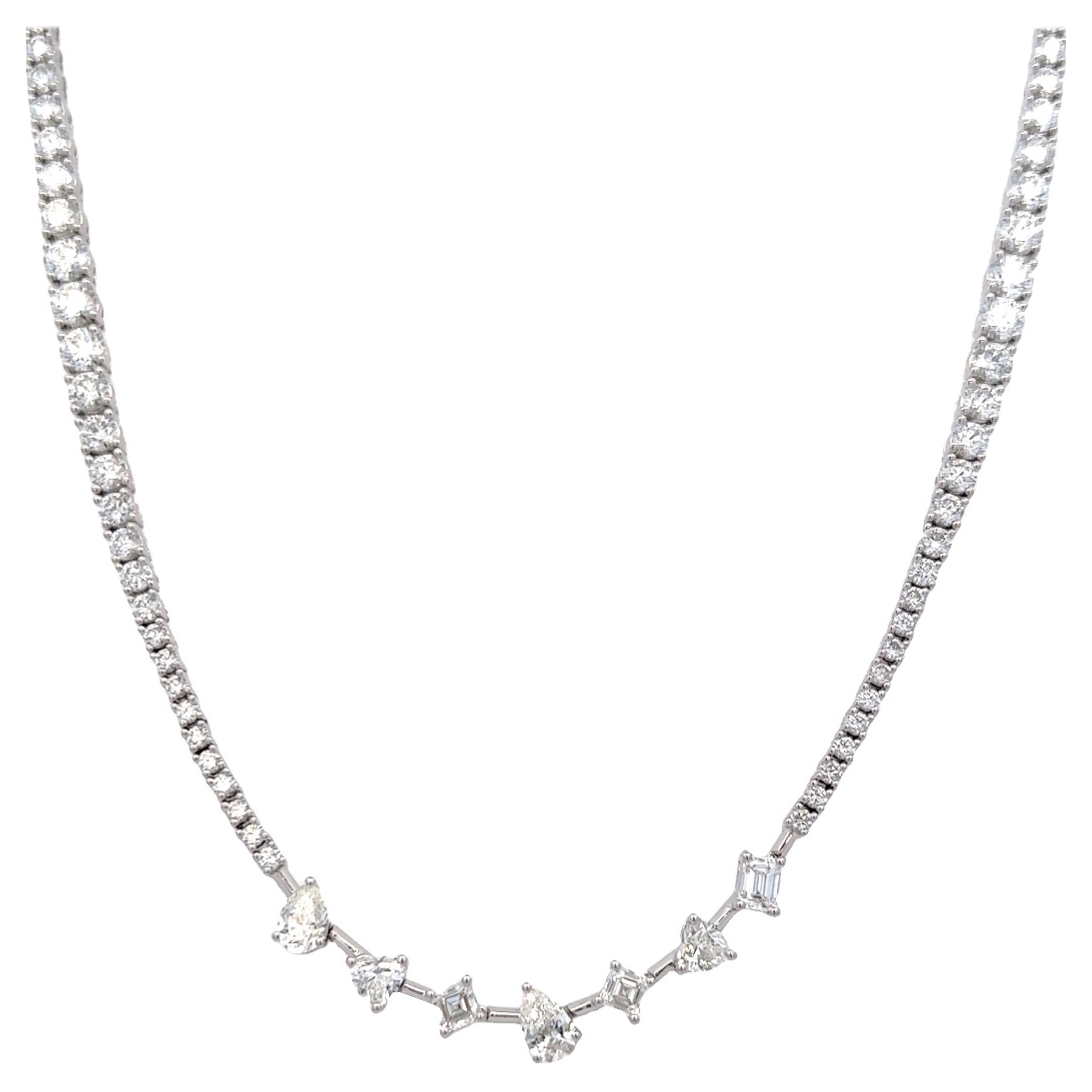 Alexander Beverly Hills 11,41ct Multi Diamond Tennis Collana in oro bianco 18k