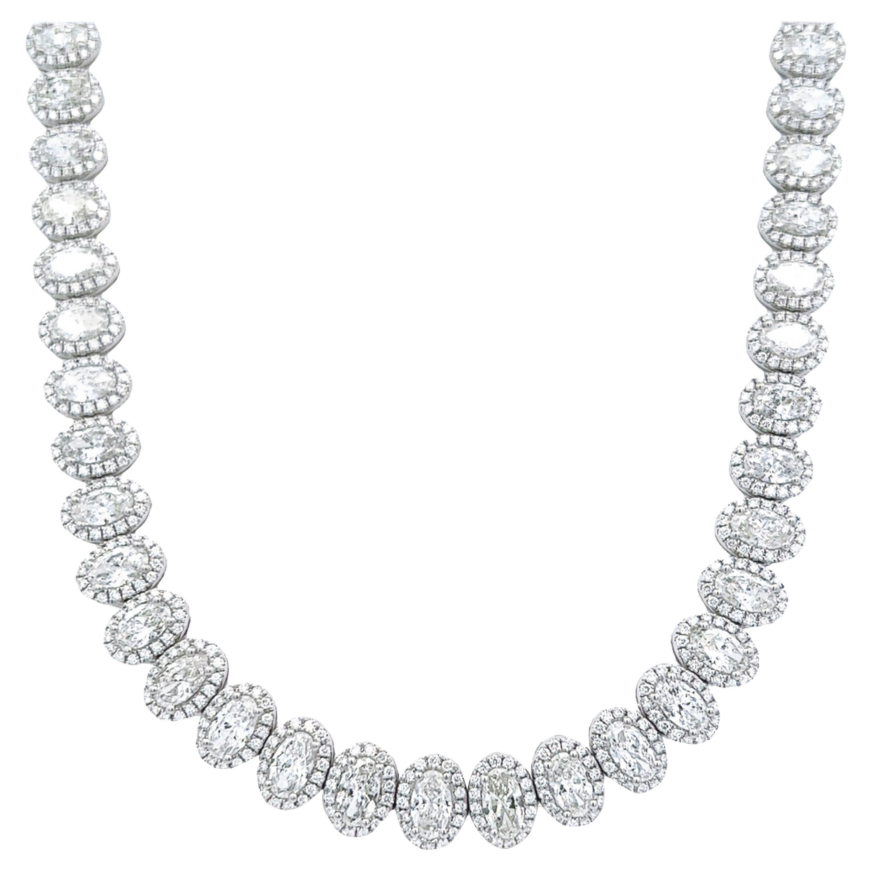 Alexander Beverly Hills 24.22ct Oval Diamond Tennis Necklace with Halo 18k