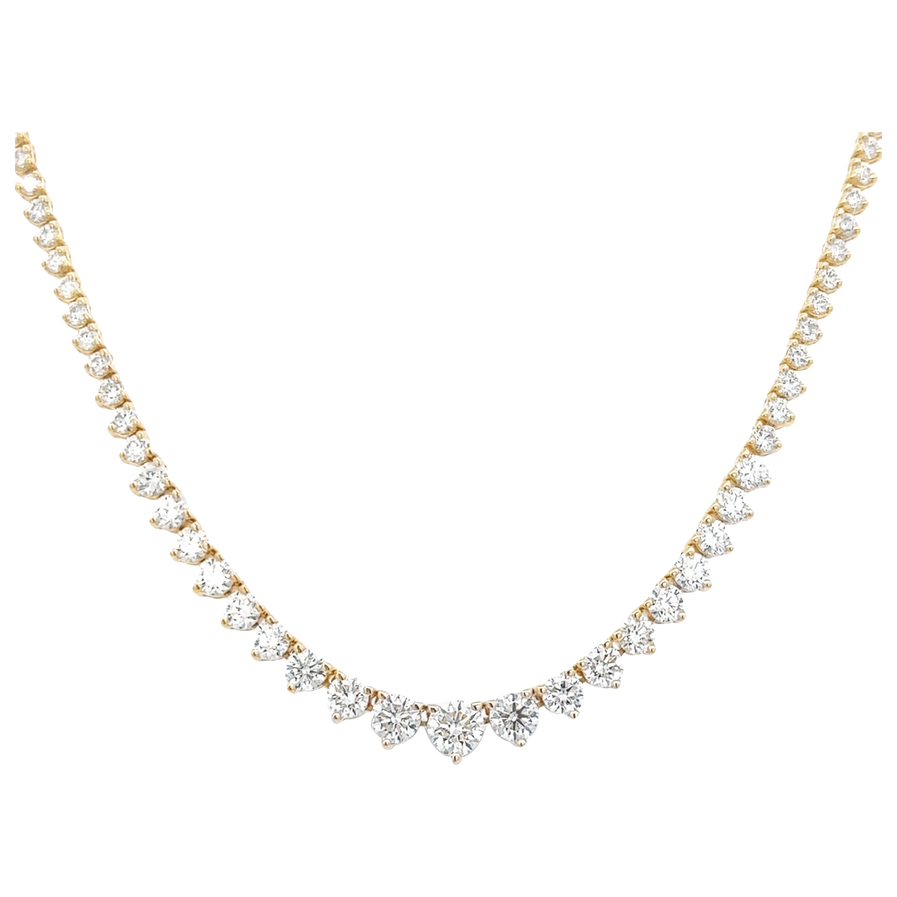 Alexander Beverly Hills 5.20ct Diamond Tennis Riviera Necklace Three Prong 18k