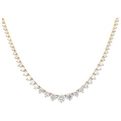 Alexander Beverly Hills 5.20ct Diamond Tennis Riviera Necklace Three Prong 18k