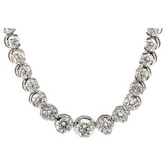 GIA Certified 14.87ct Diamond Tennis Riviera Necklace 18k