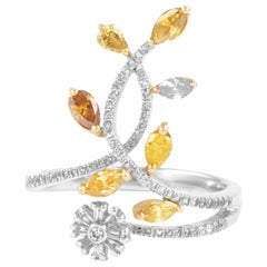 0,88 Karat Multi Diamant-Cluster-Ring 18k Zweifarbiger Diamant-Cluster