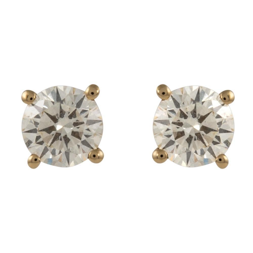 1,06 Karat runder Diamant-Ohrstecker 18k Gelbgold