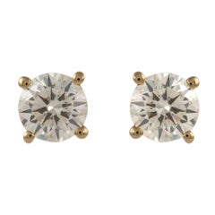1,06 Karat runder Diamant-Ohrstecker 18k Gelbgold